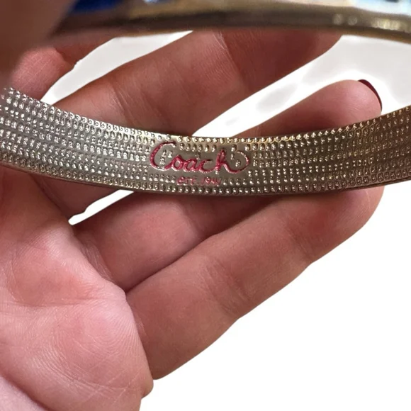 Coach Y2K Signature C Patchwork Enamel Bangle Bracelet One Size - Picture 3 of 4